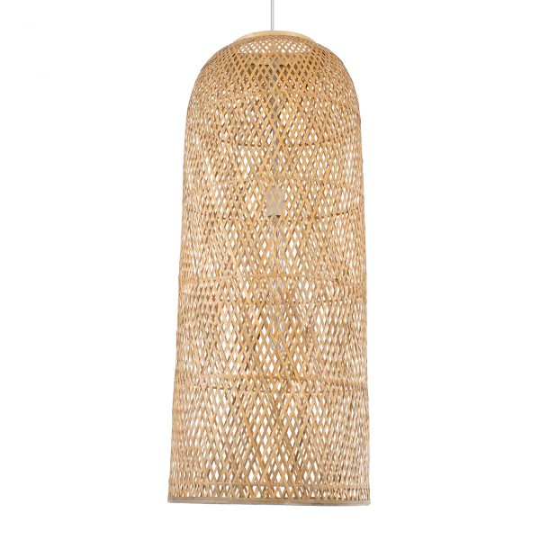 CALERO 01712 Boho Κρεμαστό Φωτιστικό Πλέγμα Μονόφωτο 1 x E27 IP20 Μπεζ Ξύλο - Μ40 x Π40 x Υ90cm - Image 4