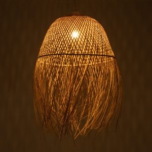 MANILA 01714 Boho Κρεμαστό Φωτιστικό Πλέγμα Μονόφωτο 1 x E27 IP20 Μπεζ Ξύλο – Μ45 x Π45 x Υ60cm