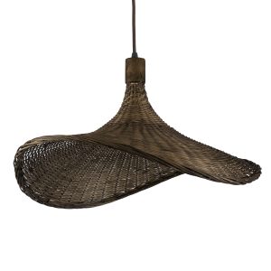 CUBA 01720 Boho Κρεμαστό Φωτιστικό Ανάρτηση Μονόφωτο 1 x E27 IP20 Καφέ Ξύλο – Μ53 x Π53 x Υ30cm