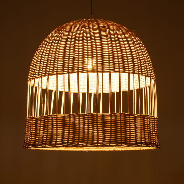 LUCIA 01725 Boho Κρεμαστό Φωτιστικό Πλέγμα Μονόφωτο 1 x E27 IP20 Μπεζ Ξύλο - Μ40 x Π40 x Y34cm - Image 2