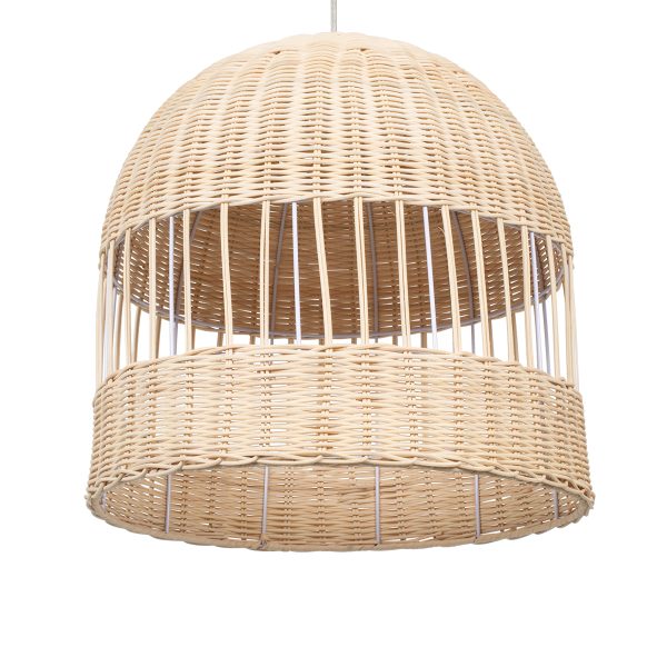 LUCIA 01725 Boho Κρεμαστό Φωτιστικό Πλέγμα Μονόφωτο 1 x E27 IP20 Μπεζ Ξύλο - Μ40 x Π40 x Y34cm - Image 5