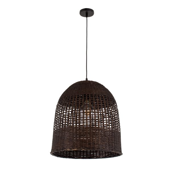 BORA-BORA 01736 Boho Κρεμαστό Φωτιστικό Καμπάνα Μονόφωτο 1 x E27 IP20 Καφέ Ξύλο - Μ42 x Π42 x Y44cm - Image 3