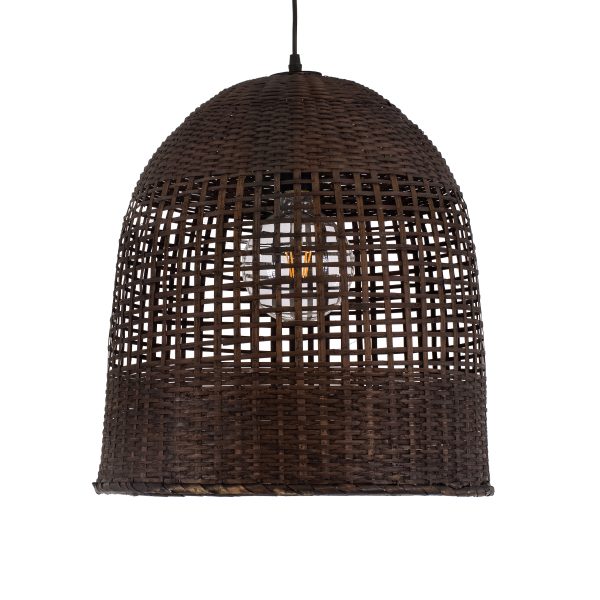 BORA-BORA 01736 Boho Κρεμαστό Φωτιστικό Καμπάνα Μονόφωτο 1 x E27 IP20 Καφέ Ξύλο - Μ42 x Π42 x Y44cm - Image 4