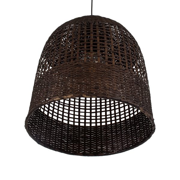 BORA-BORA 01736 Boho Κρεμαστό Φωτιστικό Καμπάνα Μονόφωτο 1 x E27 IP20 Καφέ Ξύλο - Μ42 x Π42 x Y44cm - Image 5