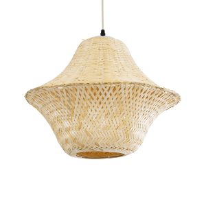 JUNIPER 01737 Boho Κρεμαστό Φωτιστικό Πλέγμα Μονόφωτο 1 x E27 IP20 Μπεζ Ξύλο – Μ45 x Π45 x Υ40cm