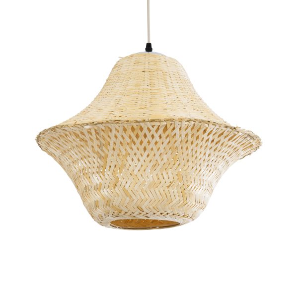 JUNIPER 01737 Boho Κρεμαστό Φωτιστικό Πλέγμα Μονόφωτο 1 x E27 IP20 Μπεζ Ξύλο - Μ45 x Π45 x Υ40cm
