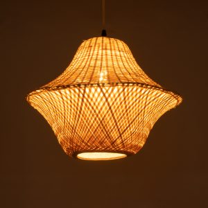 JUNIPER 01737 Boho Κρεμαστό Φωτιστικό Πλέγμα Μονόφωτο 1 x E27 IP20 Μπεζ Ξύλο – Μ45 x Π45 x Υ40cm