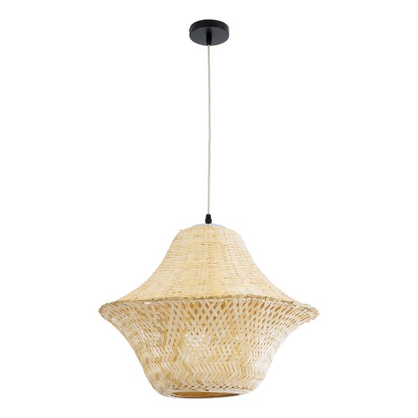 JUNIPER 01737 Boho Κρεμαστό Φωτιστικό Πλέγμα Μονόφωτο 1 x E27 IP20 Μπεζ Ξύλο - Μ45 x Π45 x Υ40cm - Image 3