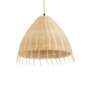 AQUATIC 01742 Boho Κρεμαστό Φωτιστικό Καμπάνα Μονόφωτο 1 x E27 IP20 Μπεζ Ξύλο – Μ40 x Π40 x Υ36cm