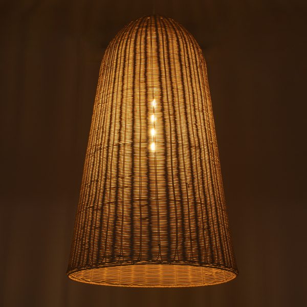 FAROL 01746 Boho Κρεμαστό Φωτιστικό Καμπάνα Μονόφωτο 1 x E27 IP20 Μπεζ Ξύλο - Μ60 x Π60 x Y100cm - Image 2