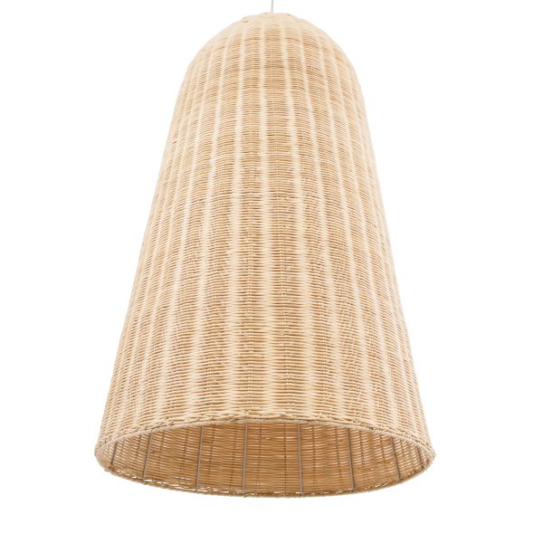 FAROL 01746 Boho Κρεμαστό Φωτιστικό Καμπάνα Μονόφωτο 1 x E27 IP20 Μπεζ Ξύλο - Μ60 x Π60 x Y100cm - Image 5
