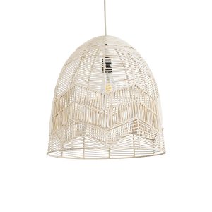 ALOHA 01751 Boho Κρεμαστό Φωτιστικό Καμπάνα Μονόφωτο 1 x E27 IP20 Μπεζ Σχοινί – Μ45 x Π45 x Y48cm