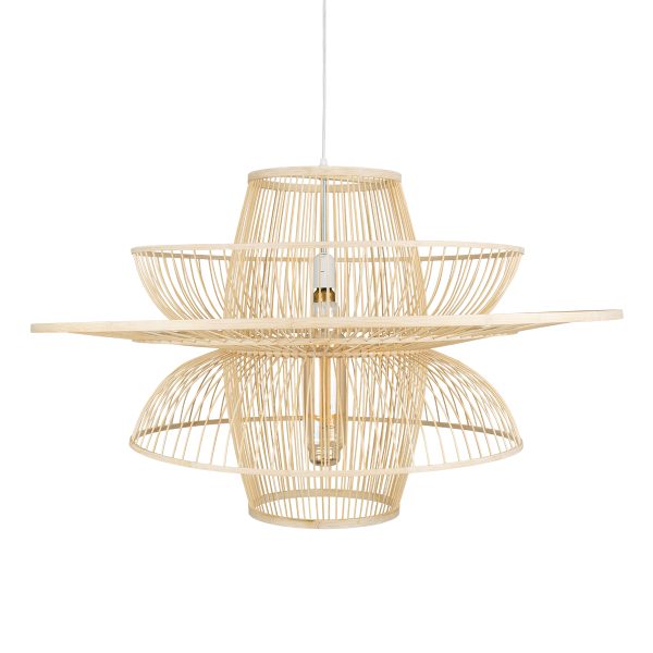BALI 01758 Boho Κρεμαστό Φωτιστικό Πλέγμα Μονόφωτο 1 x E27 IP20 Μπεζ Ξύλο - Μ100 x Π100 x Υ60cm - Image 4