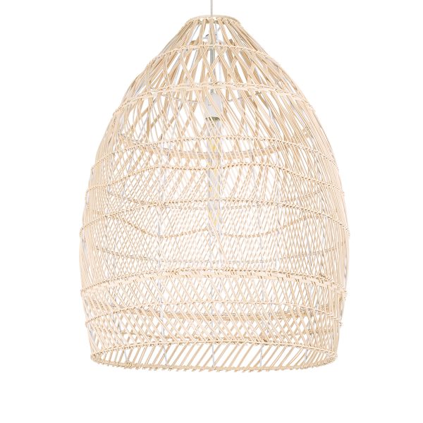 MALIBU 01810 Boho Κρεμαστό Φωτιστικό Καμπάνα Μονόφωτο 1 x E27 IP20 Μπεζ Ξύλο - Μ57 x Π57 x Υ75cm - Image 3