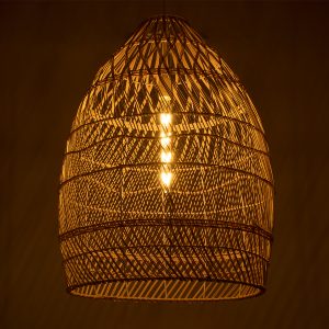 MALIBU 01810 Boho Κρεμαστό Φωτιστικό Καμπάνα Μονόφωτο 1 x E27 IP20 Μπεζ Ξύλο – Μ57 x Π57 x Υ75cm