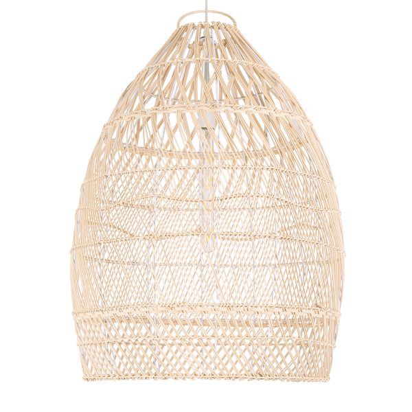 MALIBU 01810 Boho Κρεμαστό Φωτιστικό Καμπάνα Μονόφωτο 1 x E27 IP20 Μπεζ Ξύλο - Μ57 x Π57 x Υ75cm - Image 4