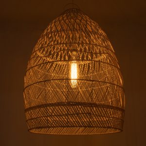 MALIBU 01811 Boho Κρεμαστό Φωτιστικό Καμπάνα Μονόφωτο 1 x E27 IP20 Μπεζ Ξύλο – Μ76 x Π76 x Υ100cm