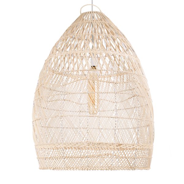 MALIBU 01811 Boho Κρεμαστό Φωτιστικό Καμπάνα Μονόφωτο 1 x E27 IP20 Μπεζ Ξύλο - Μ76 x Π76 x Υ100cm - Image 4