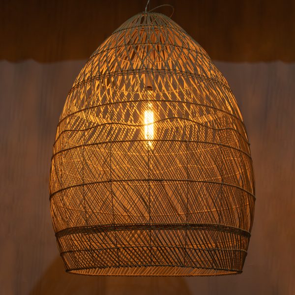 MALIBU 01812 Boho Κρεμαστό Φωτιστικό Καμπάνα Μονόφωτο 1 x E27 IP20 Μπεζ Ξύλο - Μ95 x Π95 x Υ125cm - Image 2