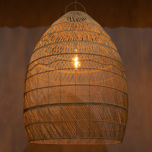 MALIBU 01813 Boho Κρεμαστό Φωτιστικό Καμπάνα Μονόφωτο 1 x E27 IP20 Μπεζ Ξύλο - Μ120 x Π120 x Υ156cm - Image 2