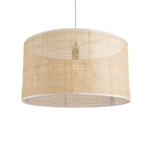 YOTTO 01822 Boho Κρεμαστό Φωτιστικό Καπέλο Μονόφωτο 1 x E27 IP20 Μπεζ Ξύλο – Μ55 x Π55 x Y30cm