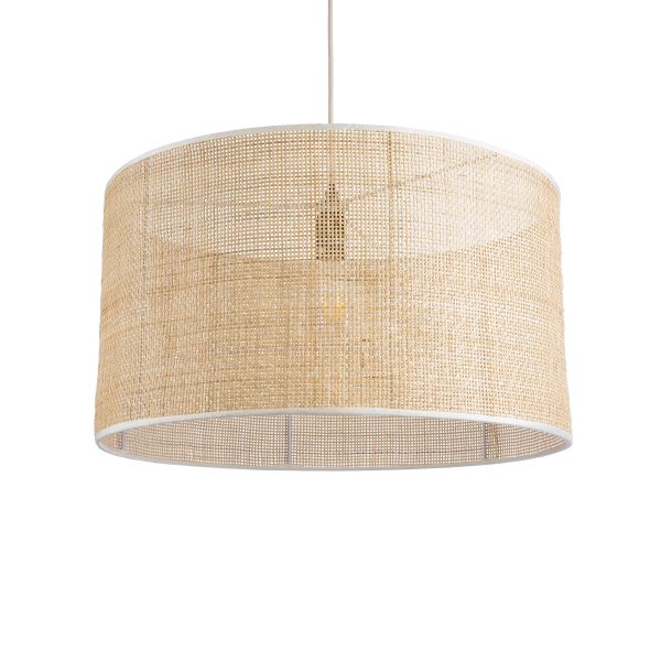 YOTTO 01822 Boho Κρεμαστό Φωτιστικό Καπέλο Μονόφωτο 1 x E27 IP20 Μπεζ Ξύλο - Μ55 x Π55 x Y30cm