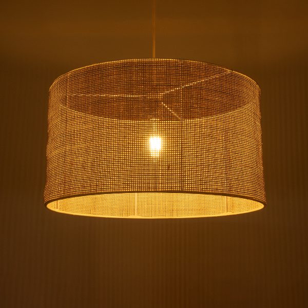 YOTTO 01822 Boho Κρεμαστό Φωτιστικό Καπέλο Μονόφωτο 1 x E27 IP20 Μπεζ Ξύλο - Μ55 x Π55 x Y30cm - Image 2