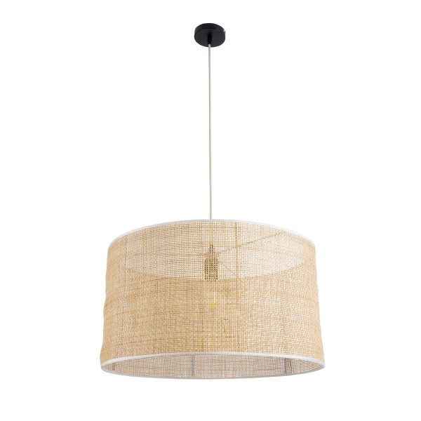 YOTTO 01822 Boho Κρεμαστό Φωτιστικό Καπέλο Μονόφωτο 1 x E27 IP20 Μπεζ Ξύλο - Μ55 x Π55 x Y30cm - Image 3