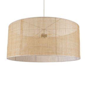 YOTTO 01823 Boho Κρεμαστό Φωτιστικό Καπέλο Τρίφωτο 3 x E27 IP20 Μπεζ Ξύλο – Μ90 x Π90 x Υ40cm