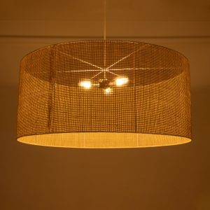 YOTTO 01823 Boho Κρεμαστό Φωτιστικό Καπέλο Τρίφωτο 3 x E27 IP20 Μπεζ Ξύλο – Μ90 x Π90 x Υ40cm