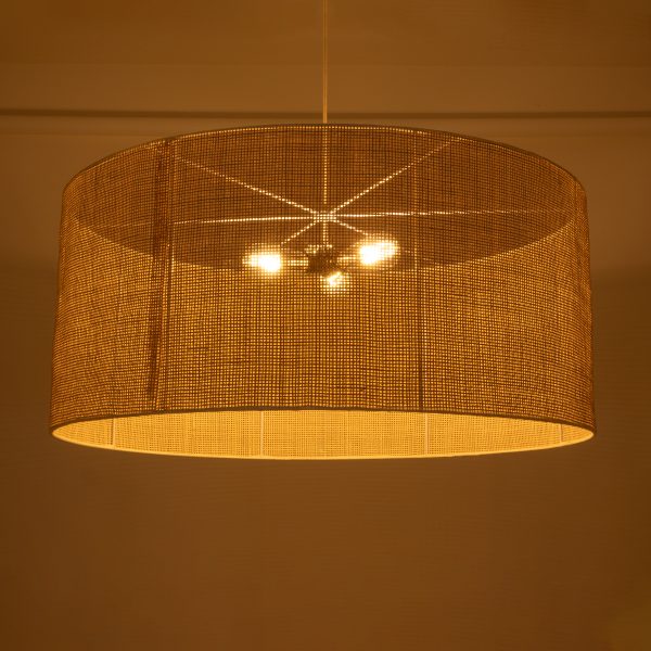 YOTTO 01823 Boho Κρεμαστό Φωτιστικό Καπέλο Τρίφωτο 3 x E27 IP20 Μπεζ Ξύλο - Μ90 x Π90 x Υ40cm - Image 2