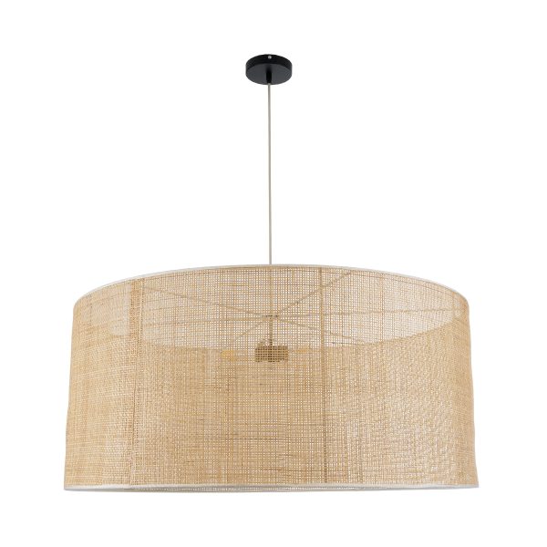 YOTTO 01823 Boho Κρεμαστό Φωτιστικό Καπέλο Τρίφωτο 3 x E27 IP20 Μπεζ Ξύλο - Μ90 x Π90 x Υ40cm - Image 3