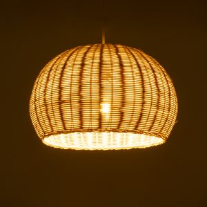 RAITO 01824 Boho Κρεμαστό Φωτιστικό Καμπάνα Μονόφωτο 1 x E27 IP20 Μπεζ Ξύλο – Μ40 x Π40 x Υ25cm