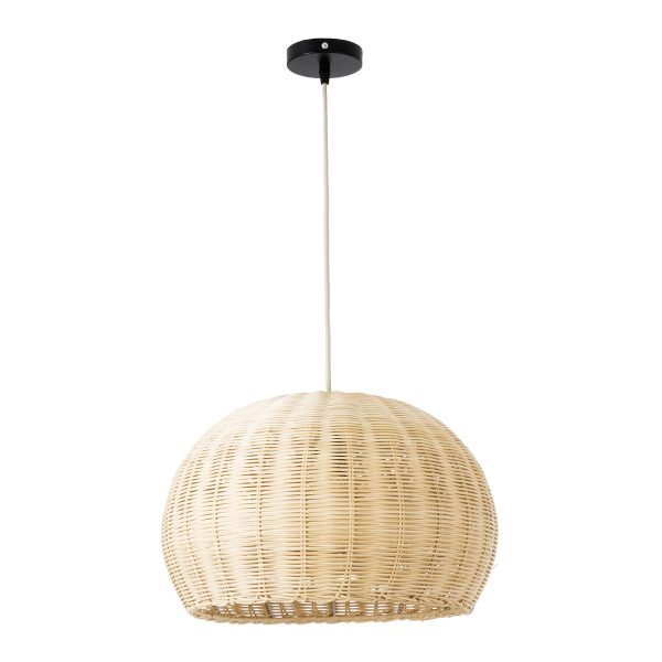 RAITO 01824 Boho Κρεμαστό Φωτιστικό Καμπάνα Μονόφωτο 1 x E27 IP20 Μπεζ Ξύλο - Μ40 x Π40 x Υ25cm - Image 3