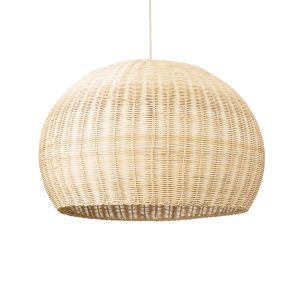 RAITO 01825 Boho Κρεμαστό Φωτιστικό Καμπάνα Μονόφωτο 1 x E27 IP20 Μπεζ Ξύλο – Μ60 x Π60 x Υ40cm
