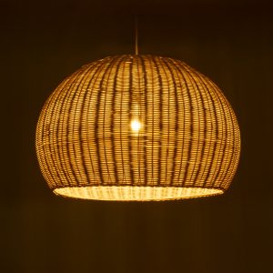 RAITO 01825 Boho Κρεμαστό Φωτιστικό Καμπάνα Μονόφωτο 1 x E27 IP20 Μπεζ Ξύλο – Μ60 x Π60 x Υ40cm