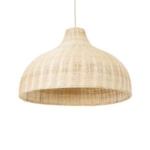 AFURU 01828 Boho Κρεμαστό Φωτιστικό Καμπάνα Μονόφωτο 1 x E27 IP20 Μπεζ Ξύλο – Μ60 x Π60 x Υ40cm