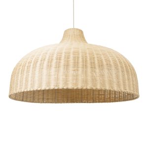AFURU 01829 Boho Κρεμαστό Φωτιστικό Καμπάνα Μονόφωτο 1 x E27 IP20 Μπεζ Ξύλο – Μ100 x Π100 x Υ60cm