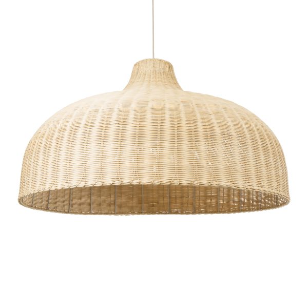 AFURU 01829 Boho Κρεμαστό Φωτιστικό Καμπάνα Μονόφωτο 1 x E27 IP20 Μπεζ Ξύλο - Μ100 x Π100 x Υ60cm