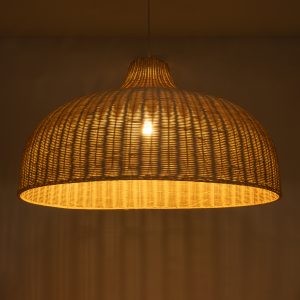 AFURU 01829 Boho Κρεμαστό Φωτιστικό Καμπάνα Μονόφωτο 1 x E27 IP20 Μπεζ Ξύλο – Μ100 x Π100 x Υ60cm