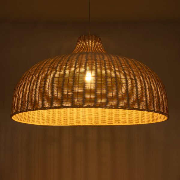 AFURU 01829 Boho Κρεμαστό Φωτιστικό Καμπάνα Μονόφωτο 1 x E27 IP20 Μπεζ Ξύλο - Μ100 x Π100 x Υ60cm - Image 2