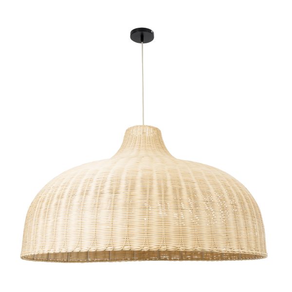 AFURU 01829 Boho Κρεμαστό Φωτιστικό Καμπάνα Μονόφωτο 1 x E27 IP20 Μπεζ Ξύλο - Μ100 x Π100 x Υ60cm - Image 3