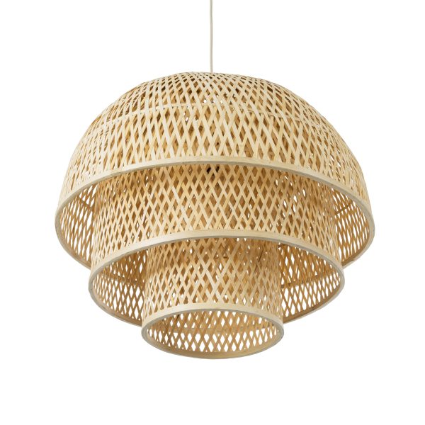 HIROKA 01836 Boho Κρεμαστό Φωτιστικό Πλέγμα Μονόφωτο 1 x E27 IP20 Μπεζ Ξύλο - Μ60 x Π60 x Υ50cm - Image 5