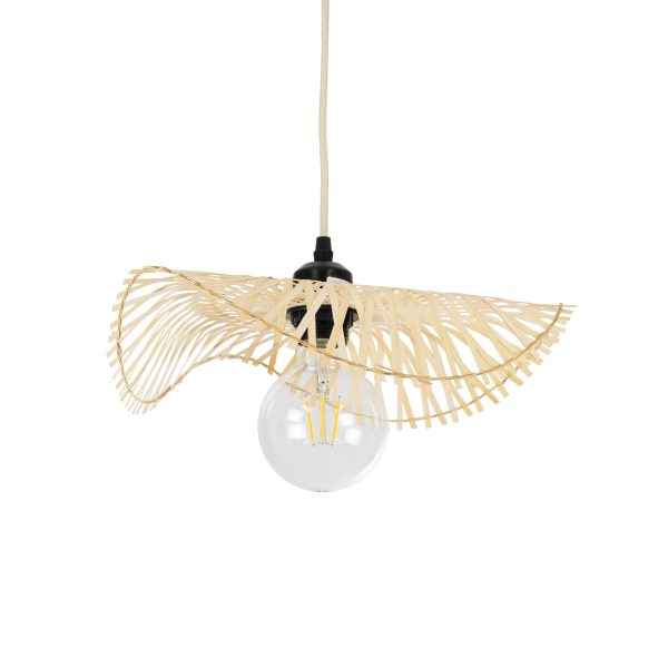 MELEMELE 01839 Boho Κρεμαστό Φωτιστικό Πλέγμα Μονόφωτο 1 x E27 IP20 Μπεζ Ξύλο - Μ35 x Π35 x Υ4cm
