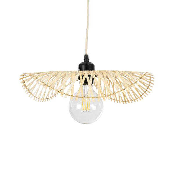 MELEMELE 01839 Boho Κρεμαστό Φωτιστικό Πλέγμα Μονόφωτο 1 x E27 IP20 Μπεζ Ξύλο - Μ35 x Π35 x Υ4cm - Image 4
