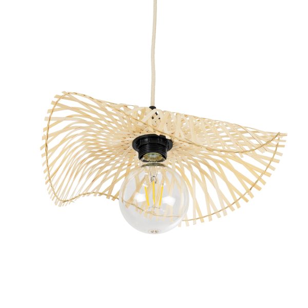 MELEMELE 01839 Boho Κρεμαστό Φωτιστικό Πλέγμα Μονόφωτο 1 x E27 IP20 Μπεζ Ξύλο - Μ35 x Π35 x Υ4cm - Image 5