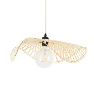 MELEMELE 01840 Boho Κρεμαστό Φωτιστικό Πλέγμα Μονόφωτο 1 x E27 IP20 Μπεζ Ξύλο – Μ50 x Π50 x Υ7cm