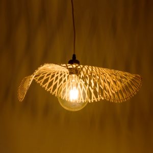 MELEMELE 01840 Boho Κρεμαστό Φωτιστικό Πλέγμα Μονόφωτο 1 x E27 IP20 Μπεζ Ξύλο – Μ50 x Π50 x Υ7cm
