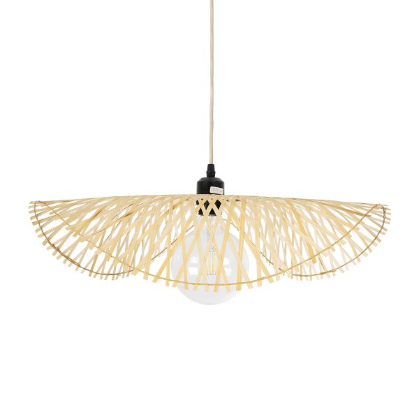 MELEMELE 01840 Boho Κρεμαστό Φωτιστικό Πλέγμα Μονόφωτο 1 x E27 IP20 Μπεζ Ξύλο - Μ50 x Π50 x Υ7cm - Image 4