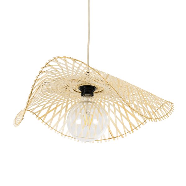 MELEMELE 01840 Boho Κρεμαστό Φωτιστικό Πλέγμα Μονόφωτο 1 x E27 IP20 Μπεζ Ξύλο - Μ50 x Π50 x Υ7cm - Image 5